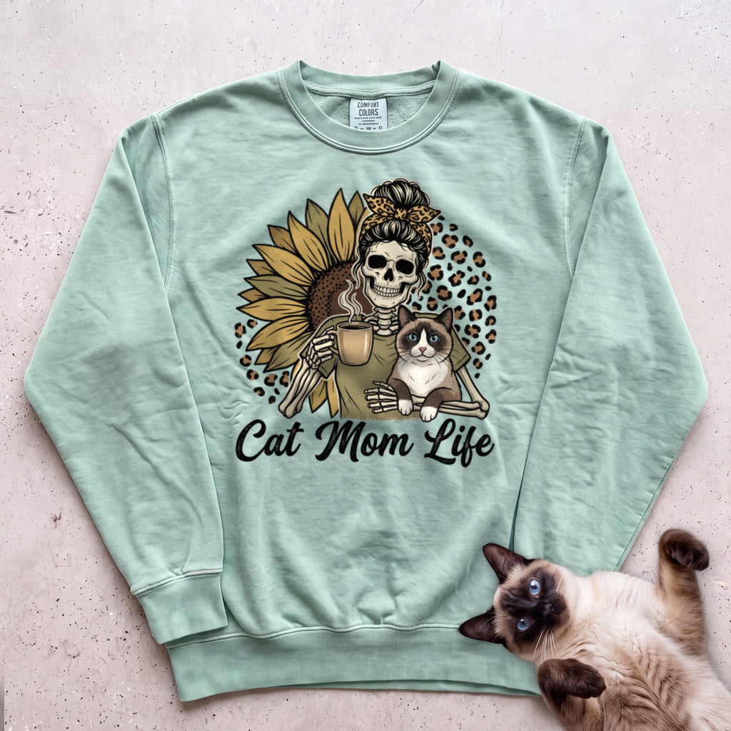Cat Mom Life Personalized Cat Sweatshirt - Light Green