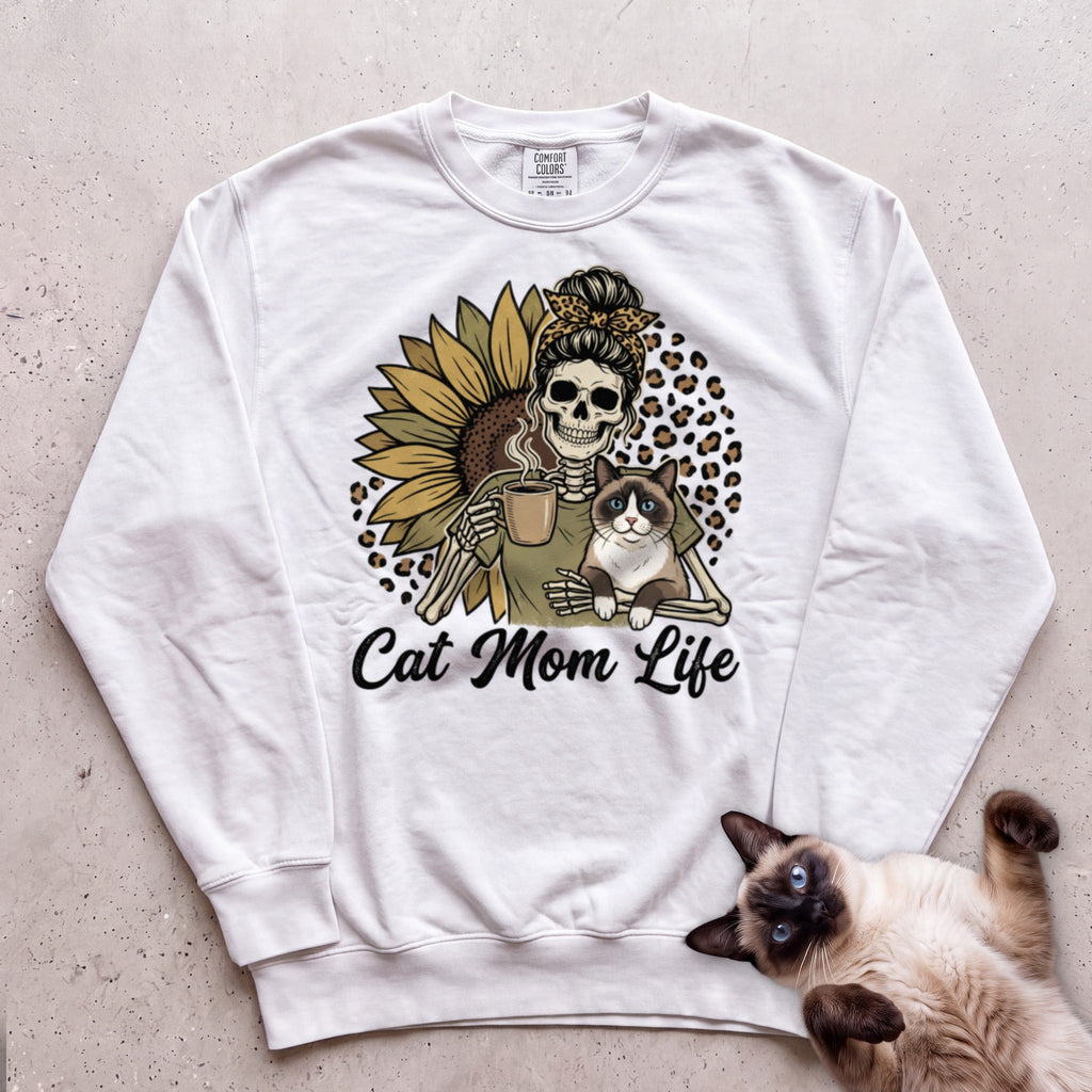 Cat Mom Life Personalized Cat Sweatshirt - White