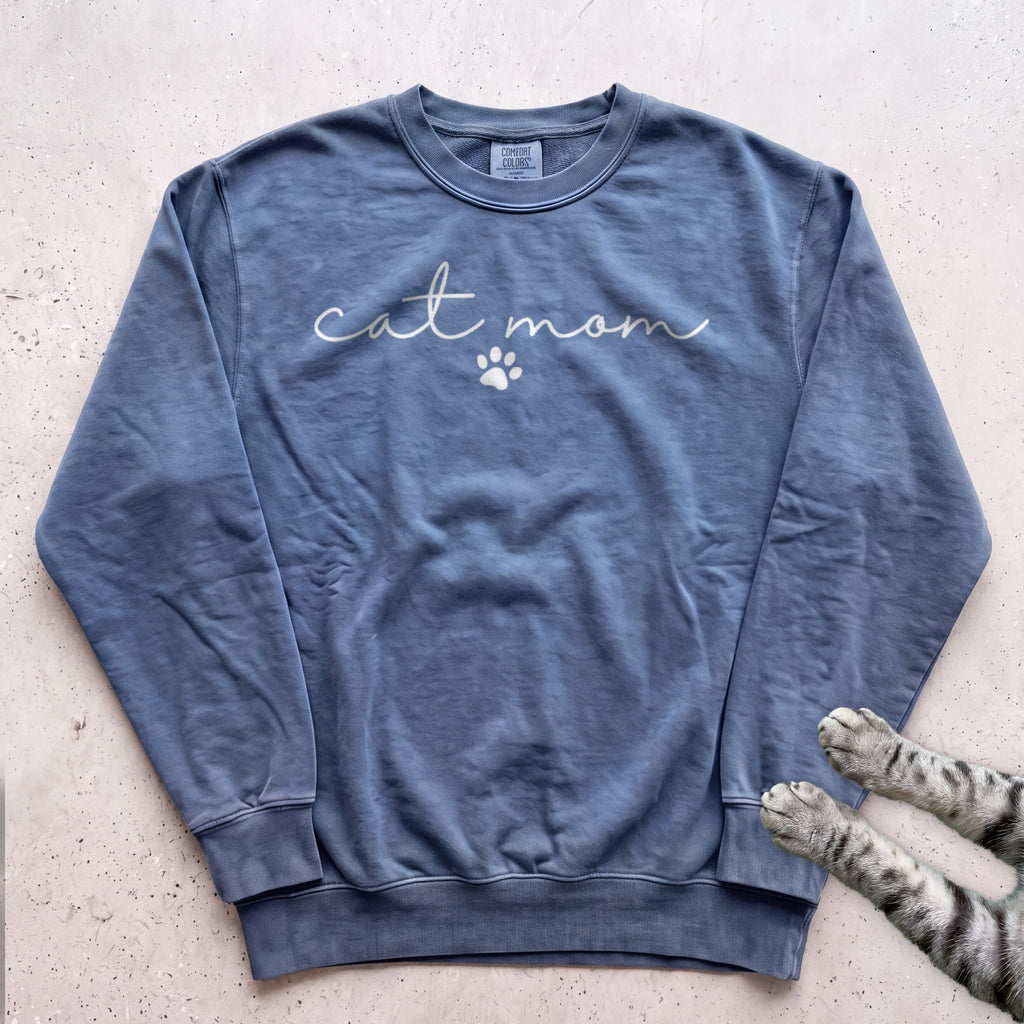 Cat Mom Paw Sweatshirt - Blue Jean