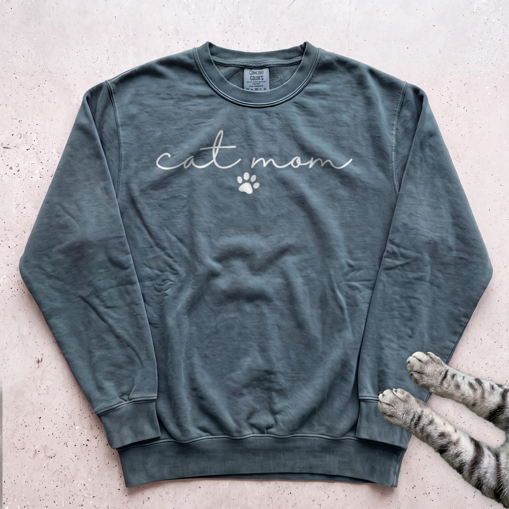 Cat Mom Paw Sweatshirt - Blue Spruce