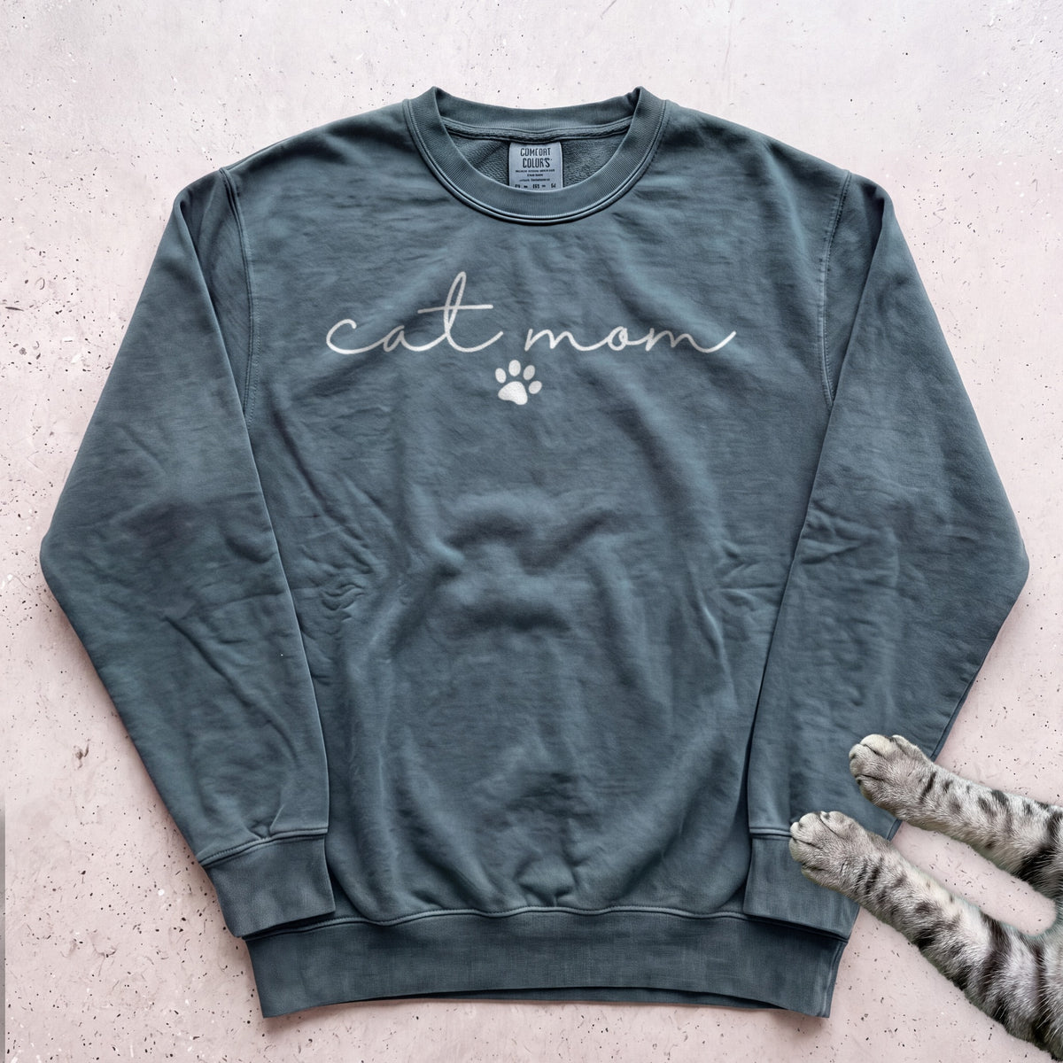 Cat Mom Paw Sweatshirt - Blue Spruce