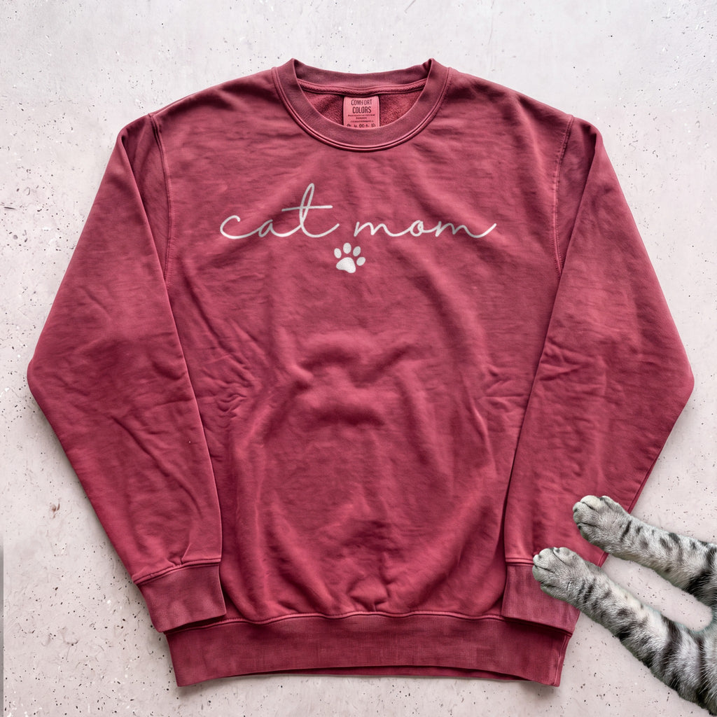 Cat Mom Paw Sweatshirt - Crimson
