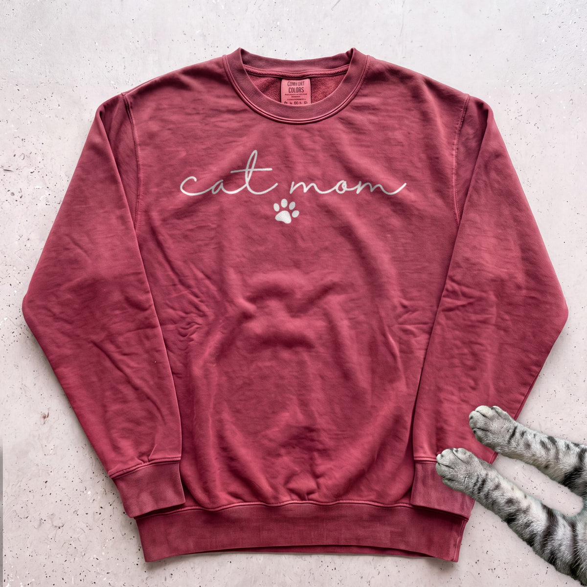 Cat Mom Paw Sweatshirt - Crimson