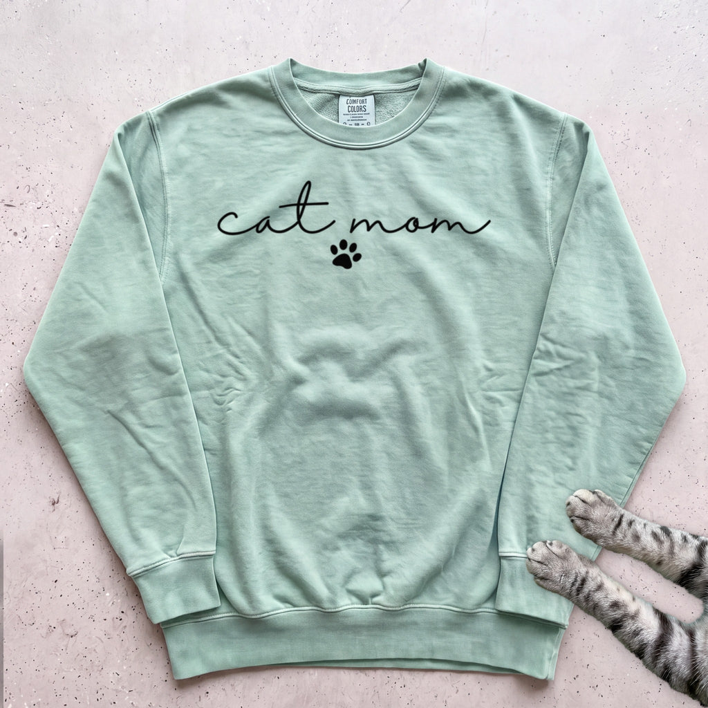 Cat Mom Paw Sweatshirt - Light Green