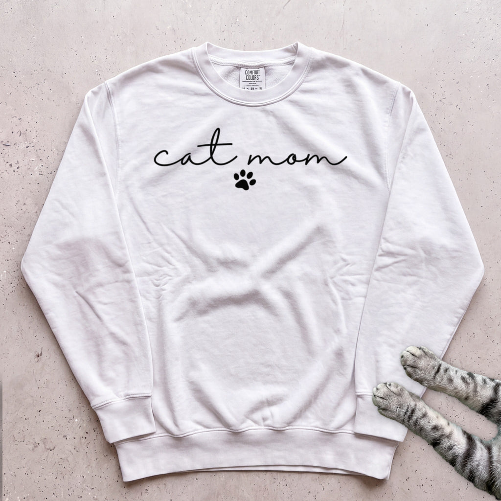Cat Mom Paw Sweatshirt - White