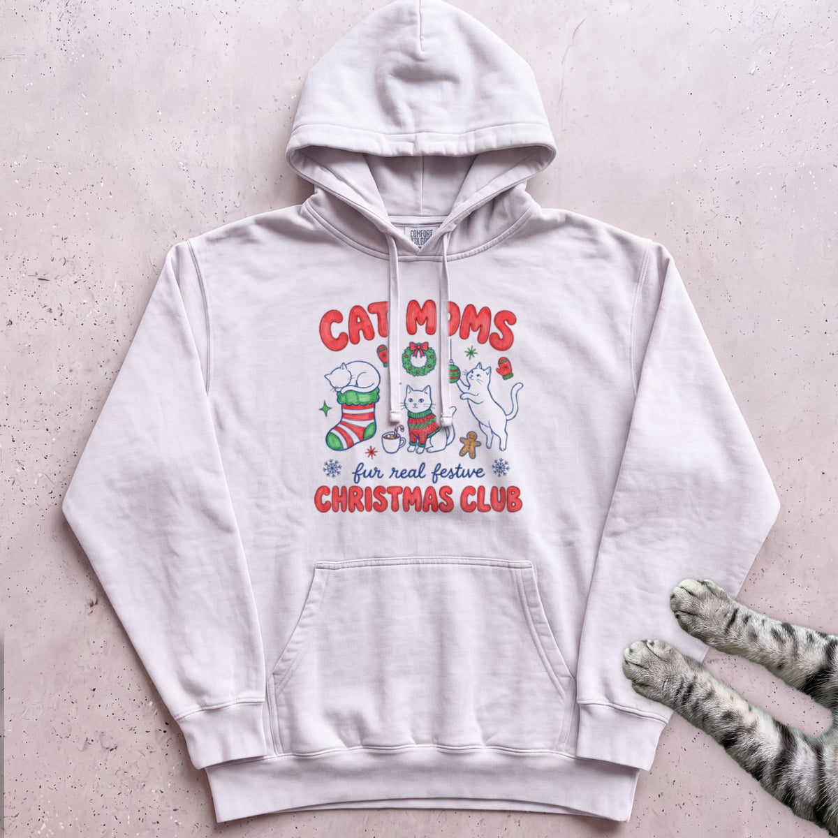 Cat Moms Christmas Club Hoodie - White