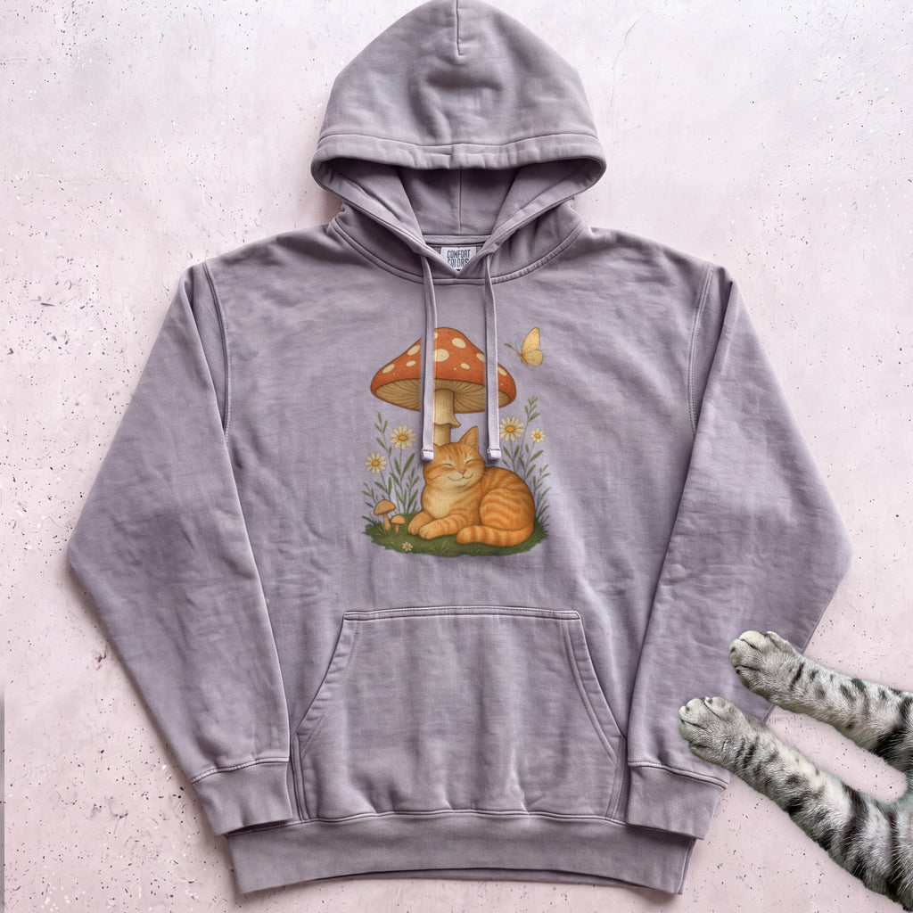 Cat Mushroom Hoodie - Grey