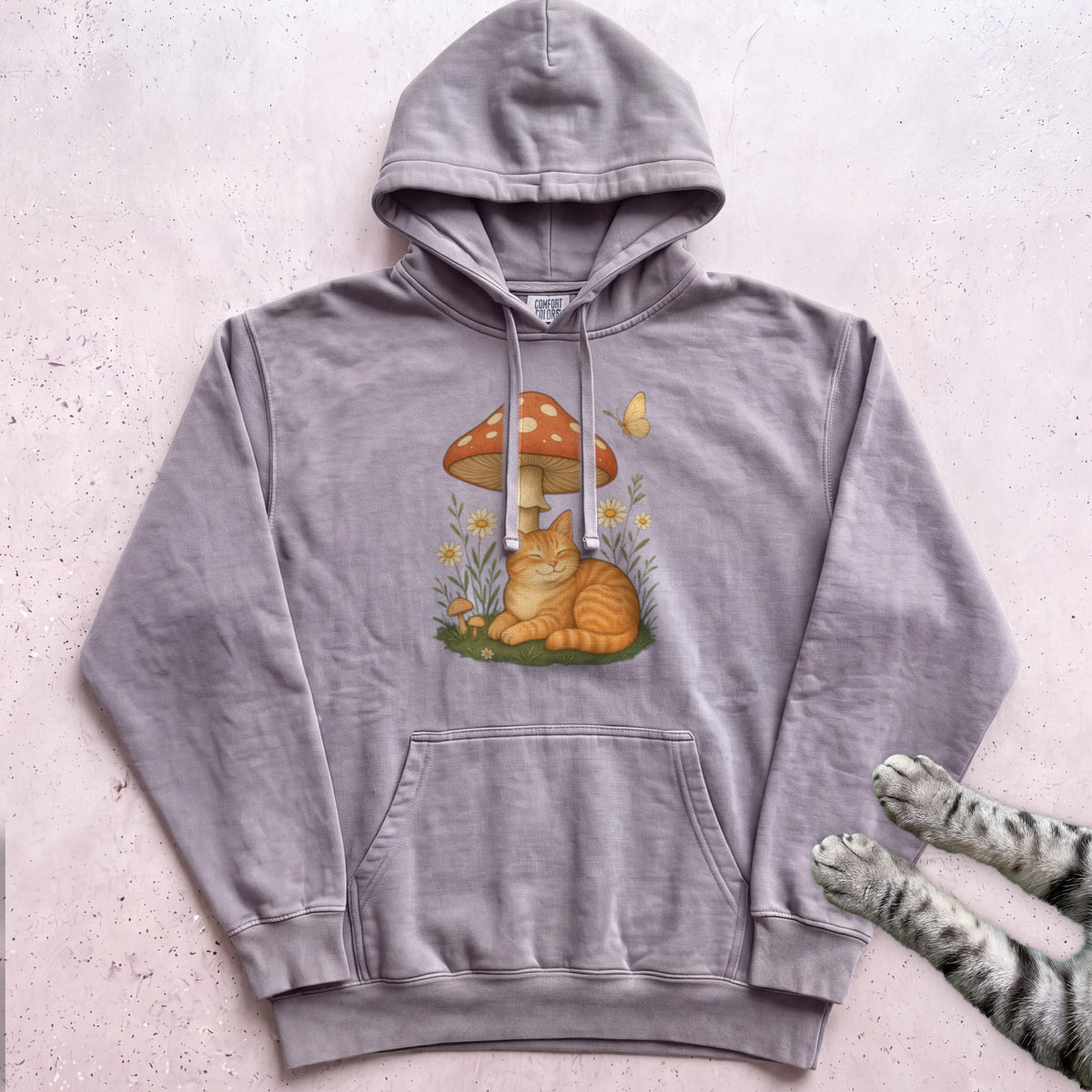 Cat Mushroom Hoodie - Grey
