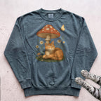 Cat Mushroom Sweatshirt - Blue Spruce