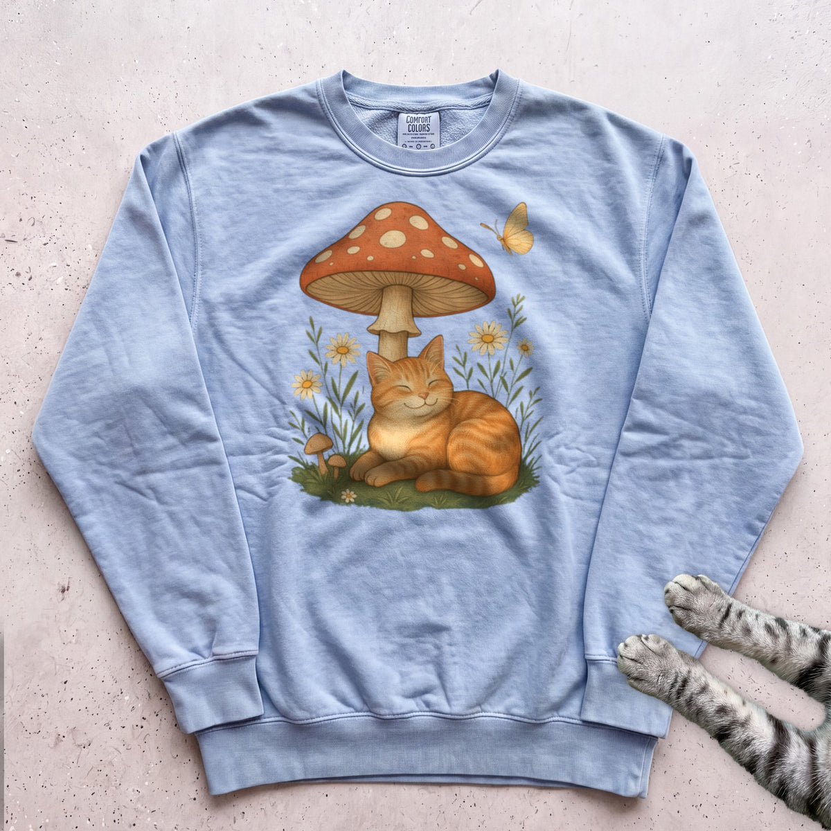 Cat Mushroom Sweatshirt - Chambray