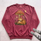 Cat Mushroom Sweatshirt - Crimson