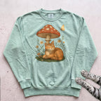 Cat Mushroom Sweatshirt - Light Green