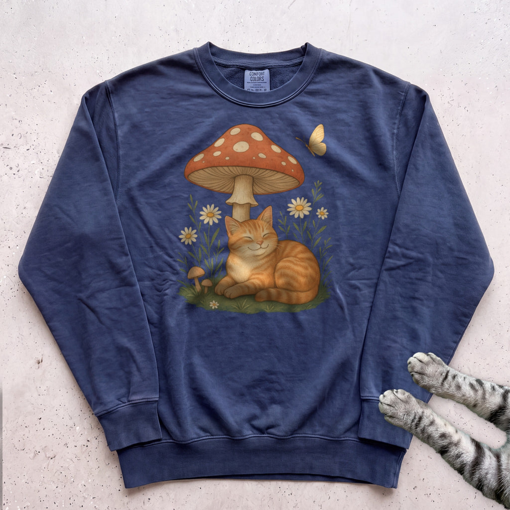 Cat Mushroom Sweatshirt - True Navy