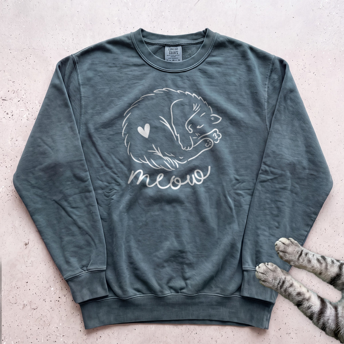 Sleeping Kitty Sweatshirt - Blue Spruce