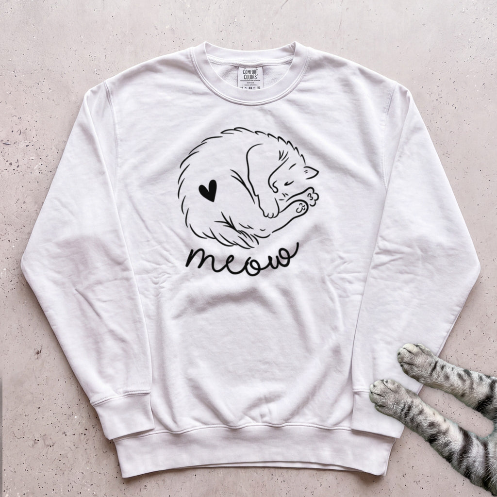 Sleeping Kitty Sweatshirt - White