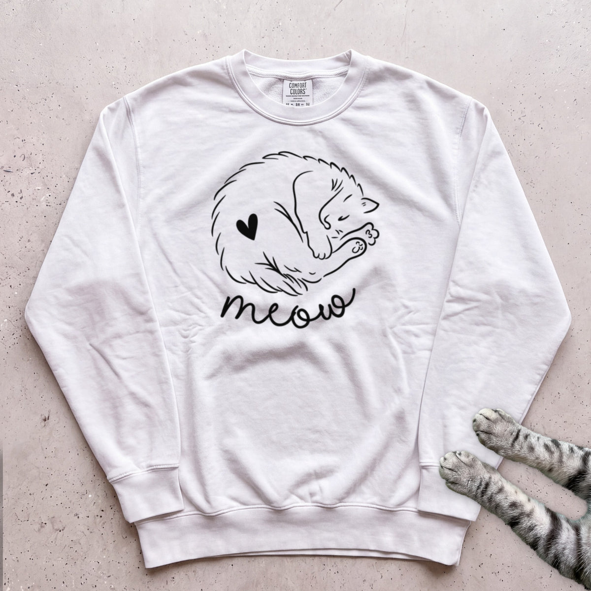 Sleeping Kitty Sweatshirt - White