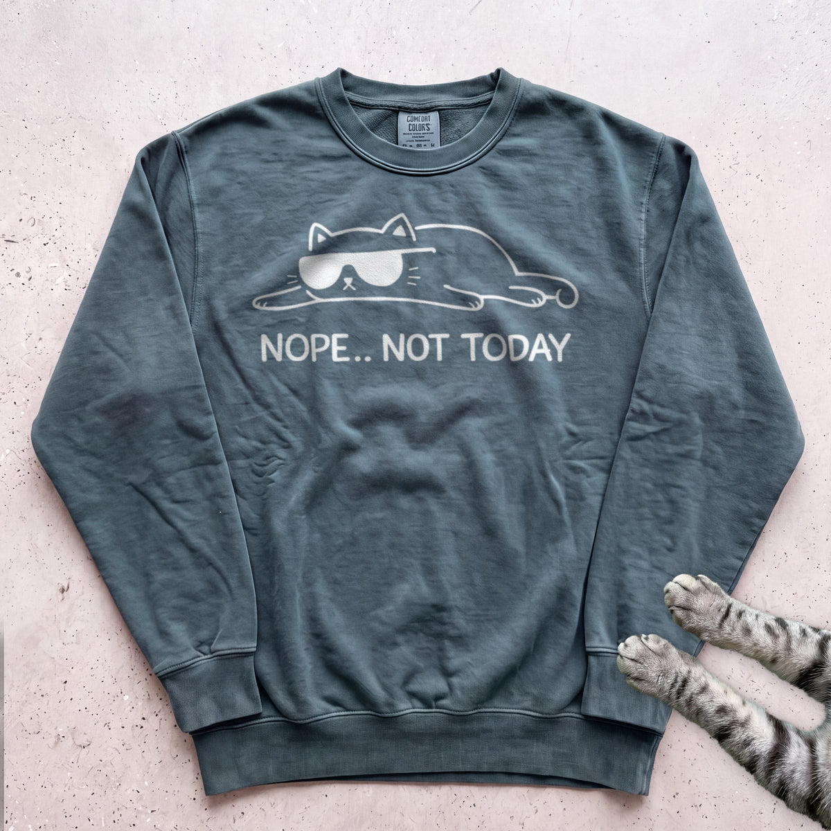 Cat 'Nope... Not Today' Sweatshirt - Blue Spruce