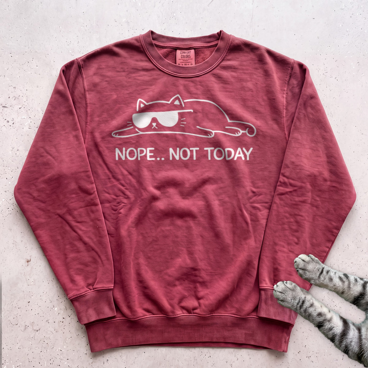 Cat 'Nope... Not Today' Sweatshirt - Crimson