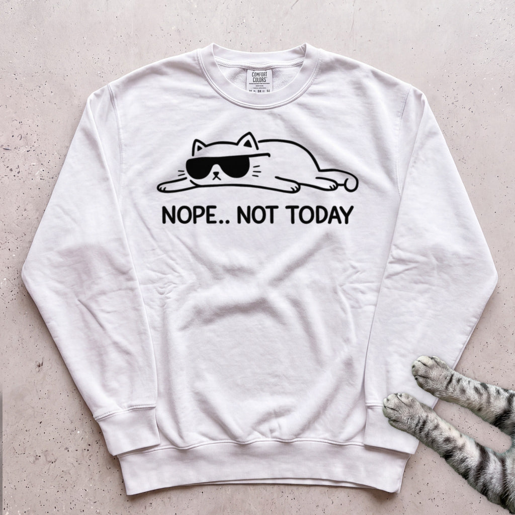 Cat 'Nope... Not Today' Sweatshirt - White