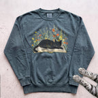 Cat on a Book Sweatshirt - Blue Spruce