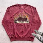 Cat on a Book Sweatshirt - Crimson
