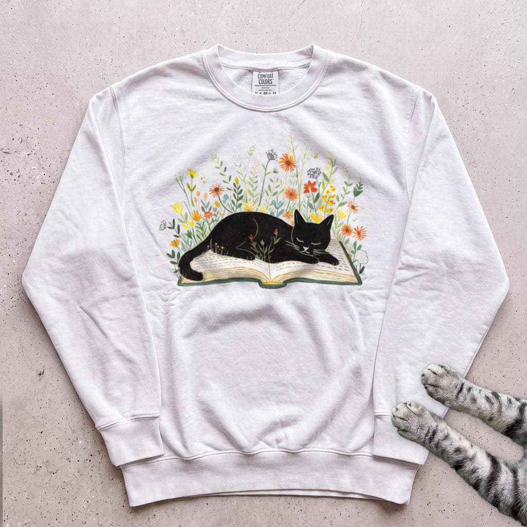 Cat on a Book Sweatshirt - White