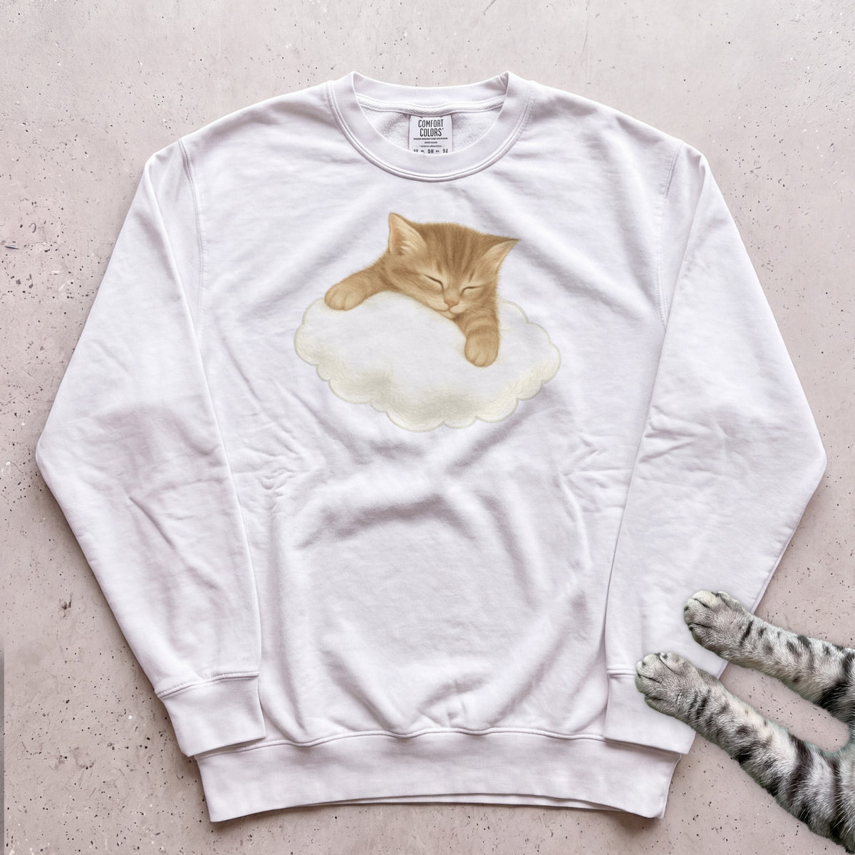 Cat on a Cloud Sweatshirt - White