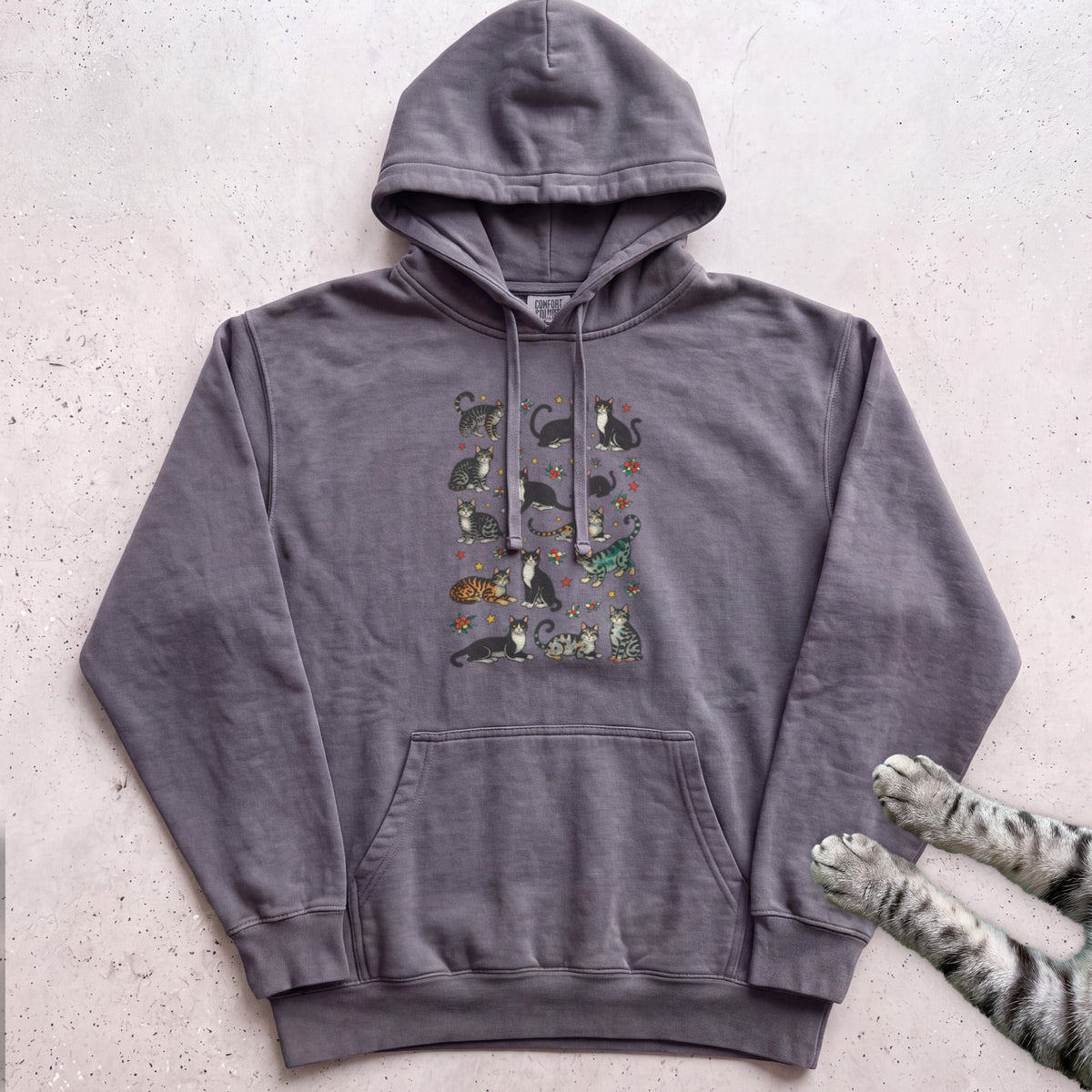 Cat Pattern Hoodie - Pepper