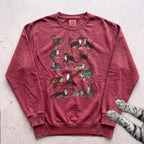 Cat Pattern Sweatshirt - Crimson