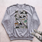Cat Pattern Sweatshirt - Grey
