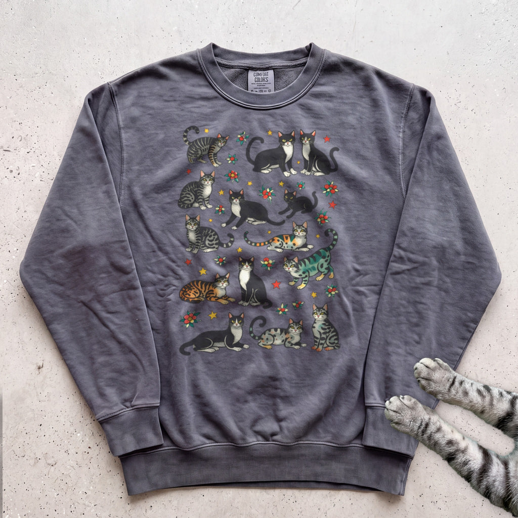 Cat Pattern Sweatshirt - Pepper