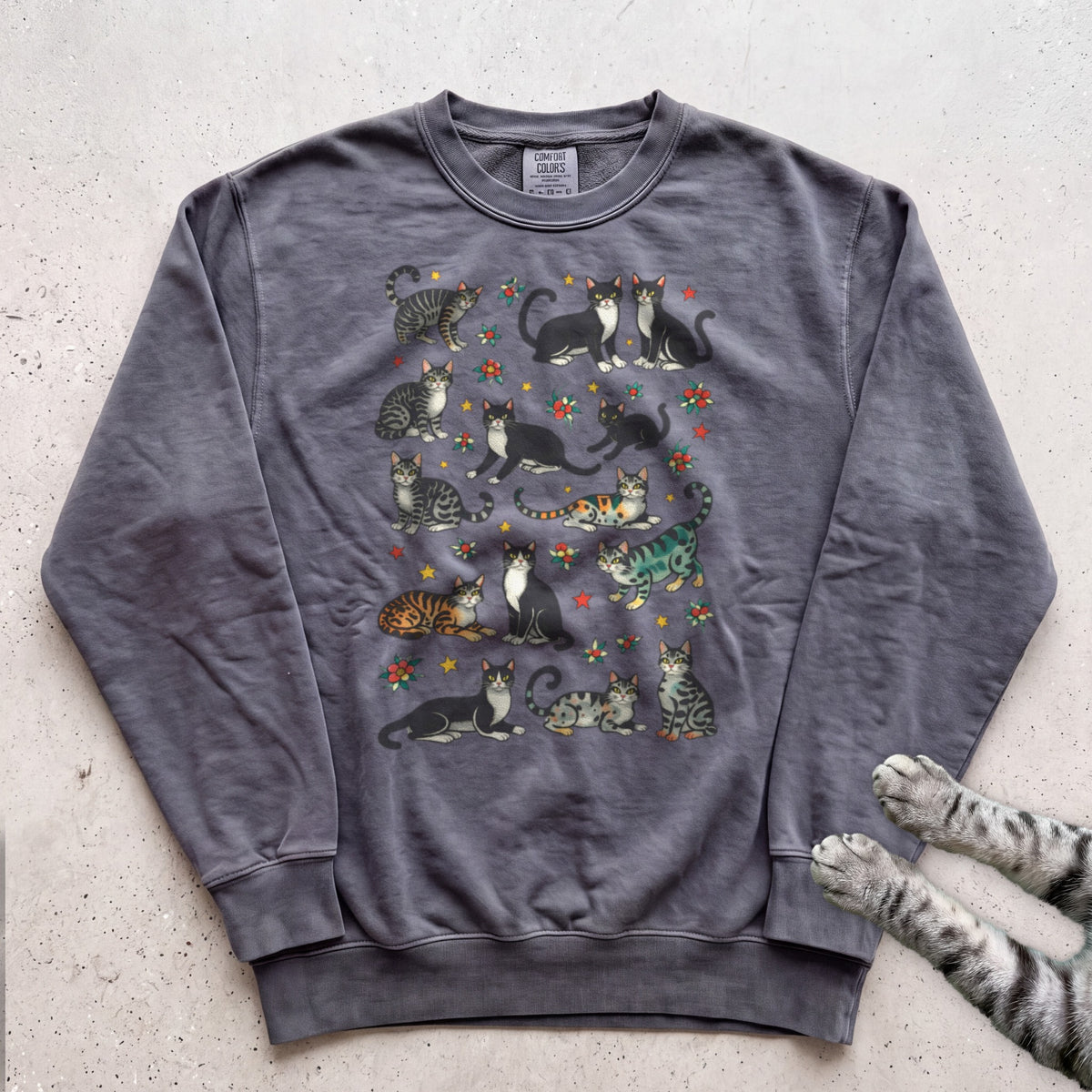 Cat Pattern Sweatshirt - Pepper
