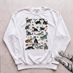 Cat Pattern Sweatshirt - White