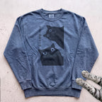 Peek Cat Sweatshirt - Blue Jean
