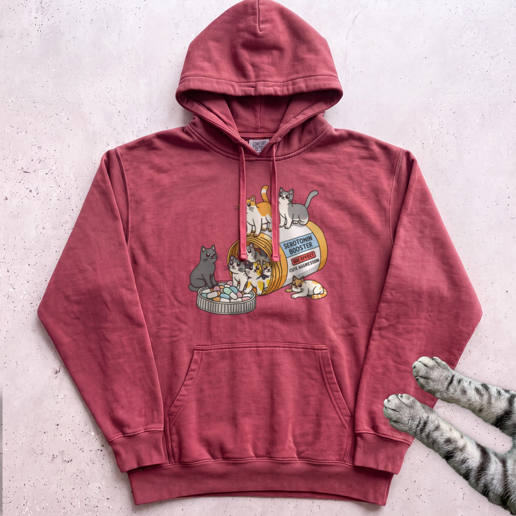 Cat Pill Bottle Hoodie - Crimson