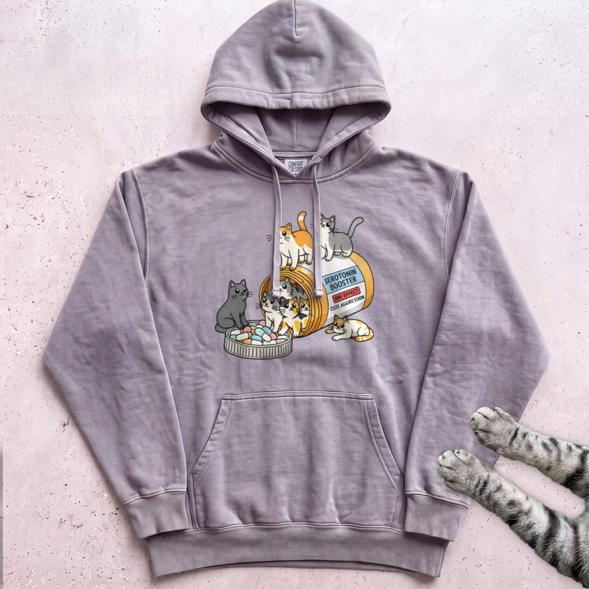 Cat Pill Bottle Hoodie - Grey