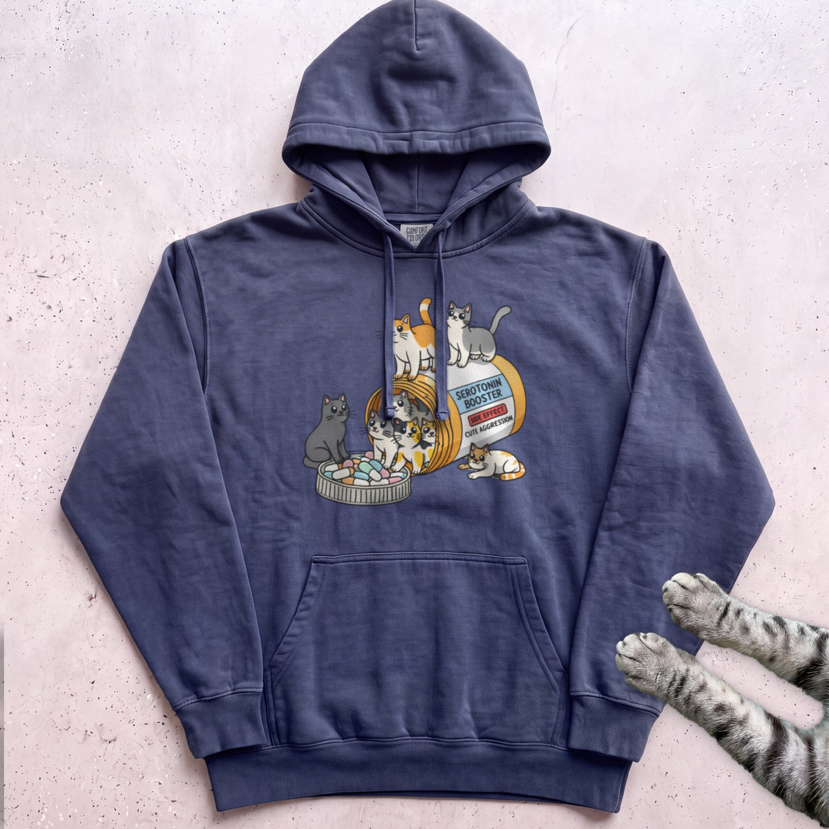 Cat Pill Bottle Hoodie - True Navy