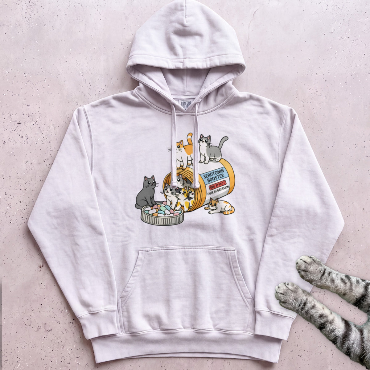 Cat Pill Bottle Hoodie - White