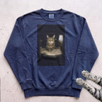 Cat Playing in Computer Sweatshirt - True Navy