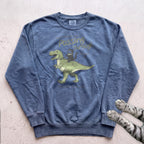 Cat Riding Dinosaur Sweatshirt - Blue Jean