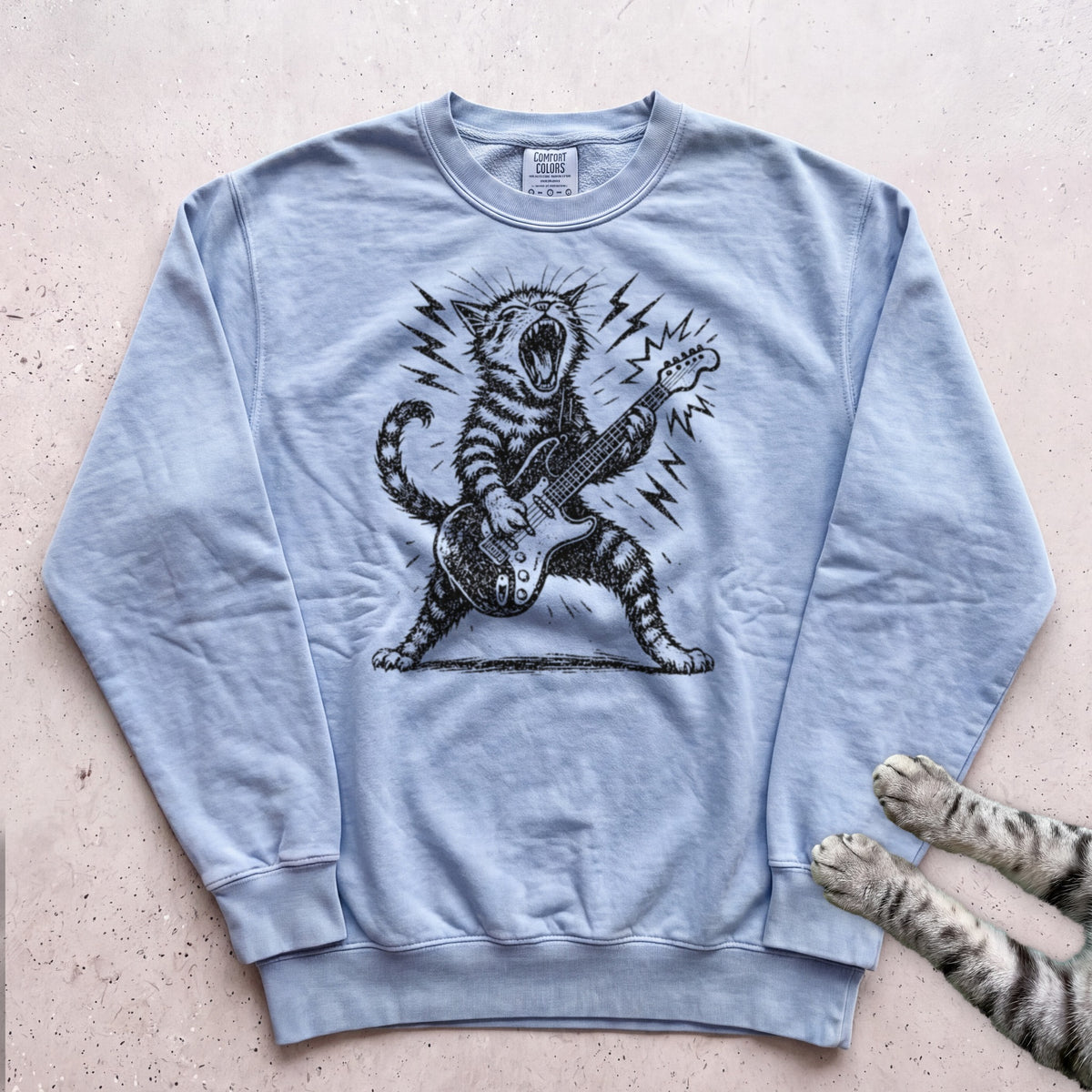 Cat Rock Guitar Sweatshirt - Chambray