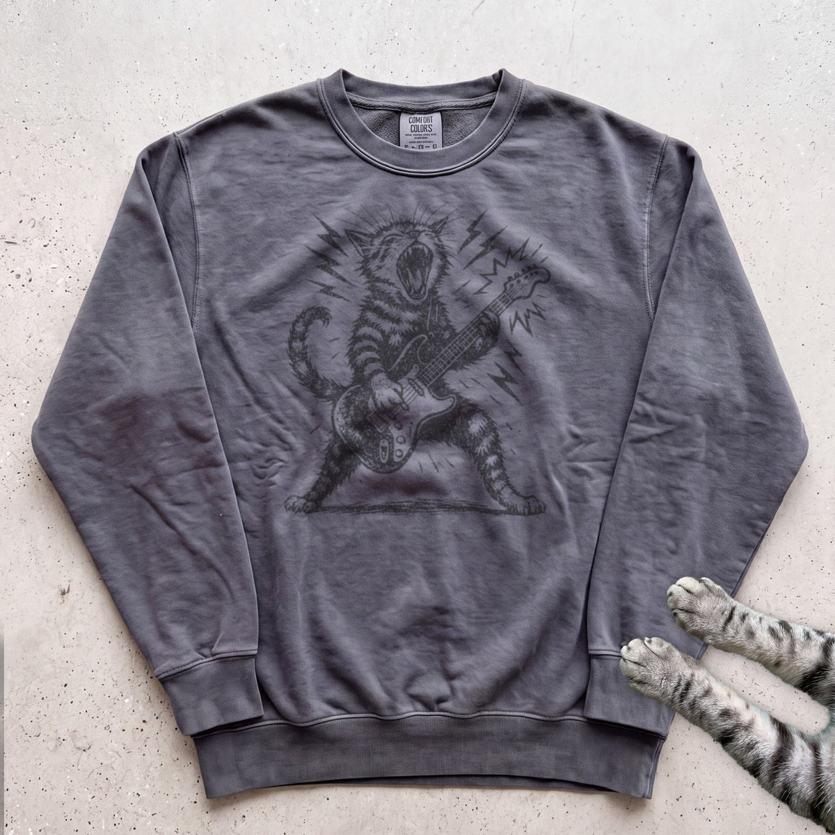Cat Rock Guitar Sweatshirt - Pepper