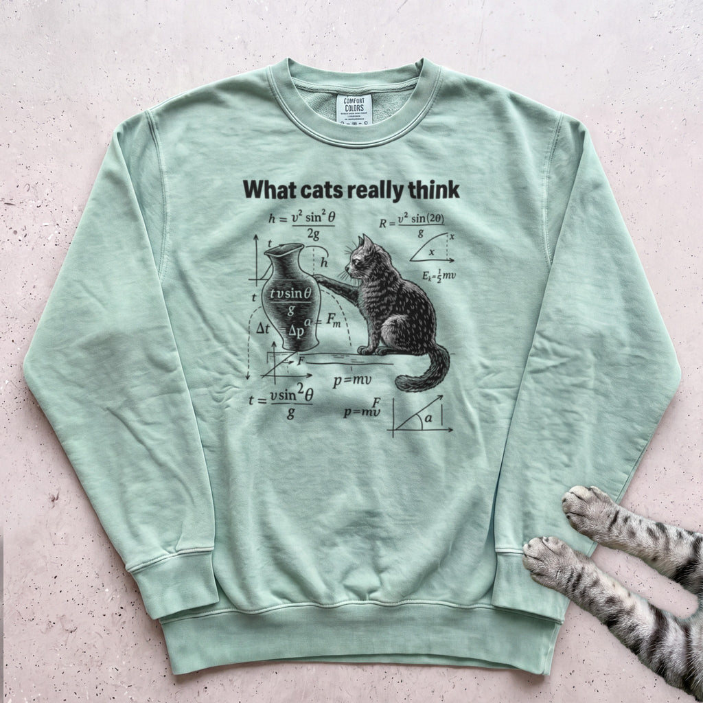 Cat Science Sweatshirt - Light Green