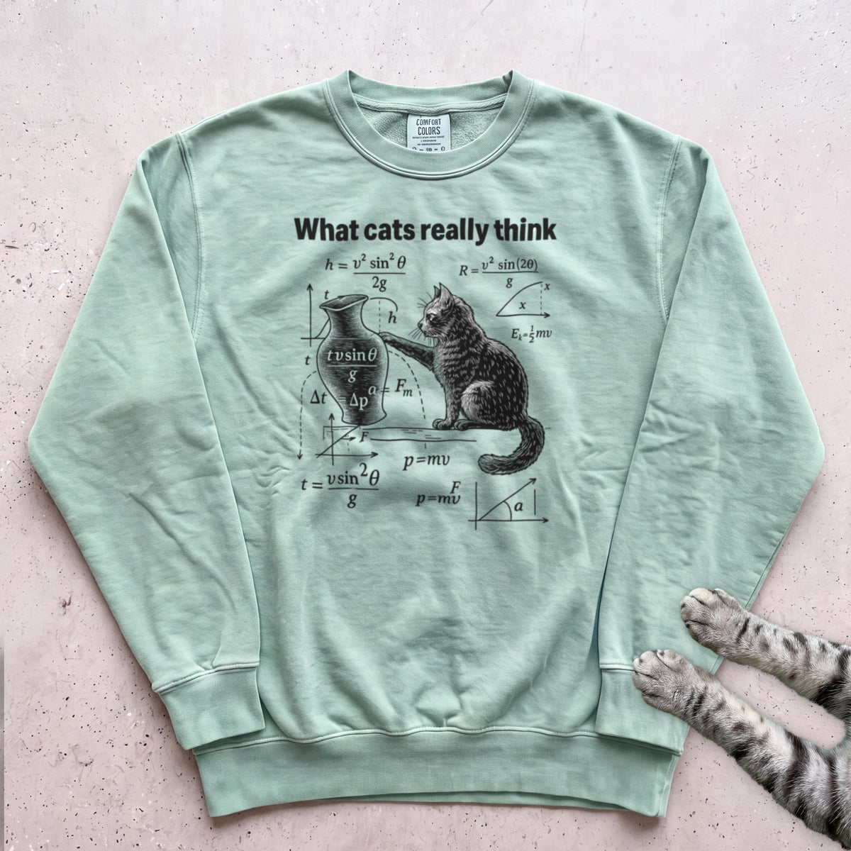 Cat Science Sweatshirt - Light Green