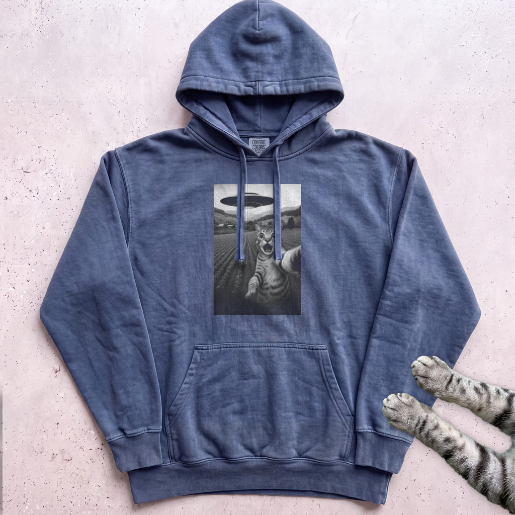 Cat Selfie with UFO Hoodie - Denim