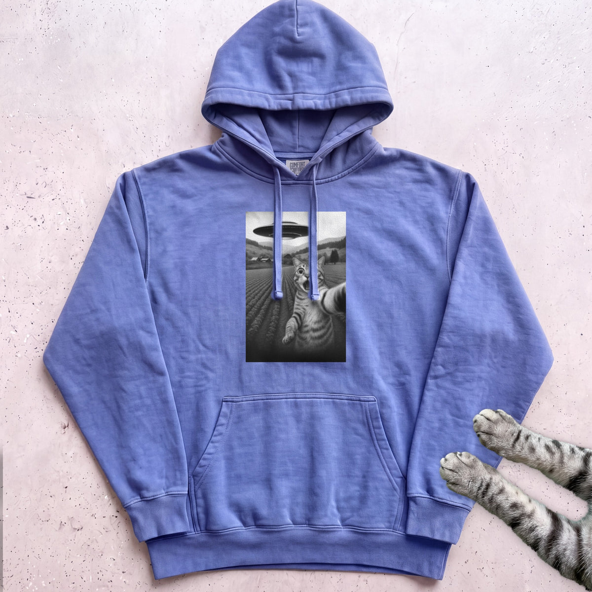 Cat Selfie with UFO Hoodie - Flo Blue