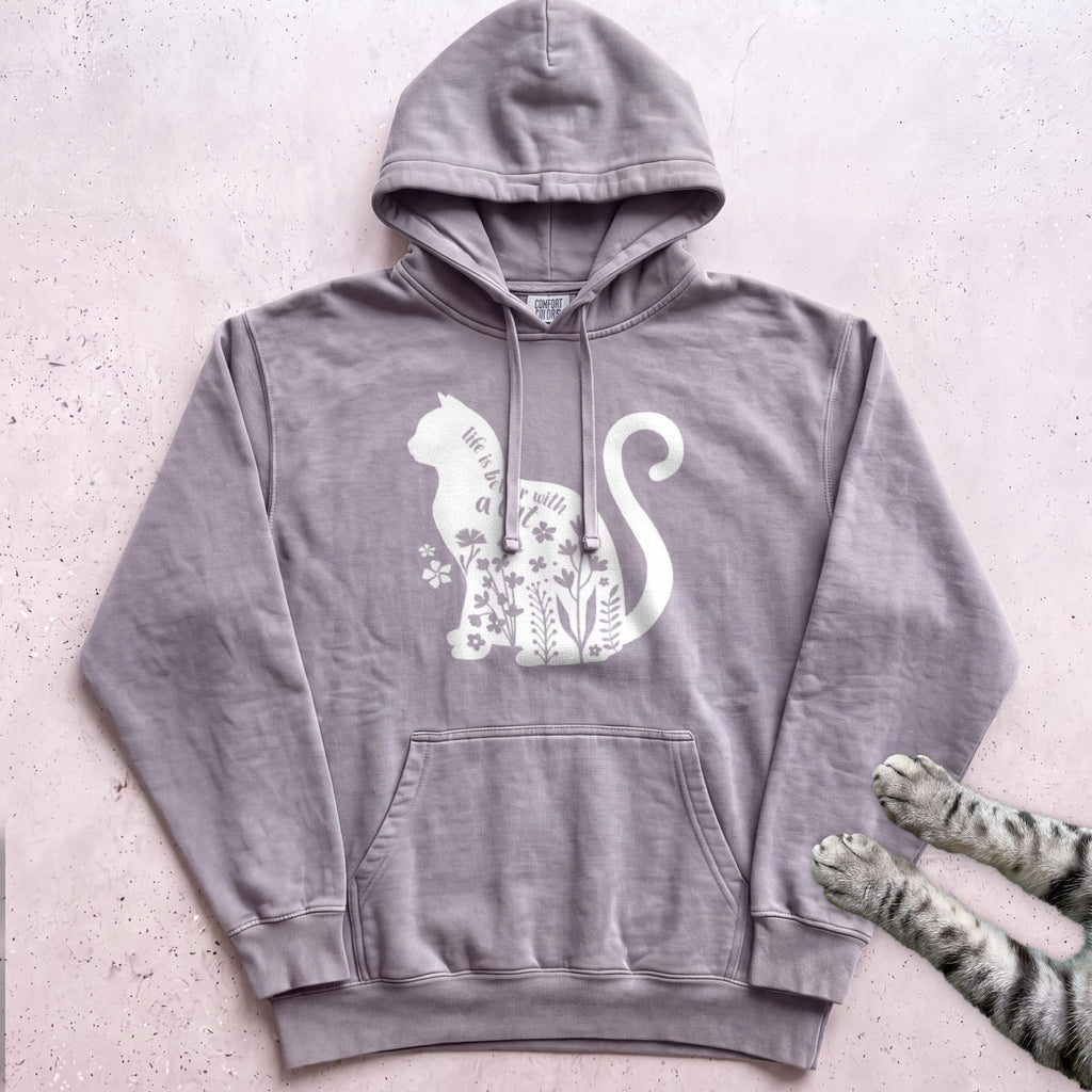Cat Silhouette Hoodie - Grey