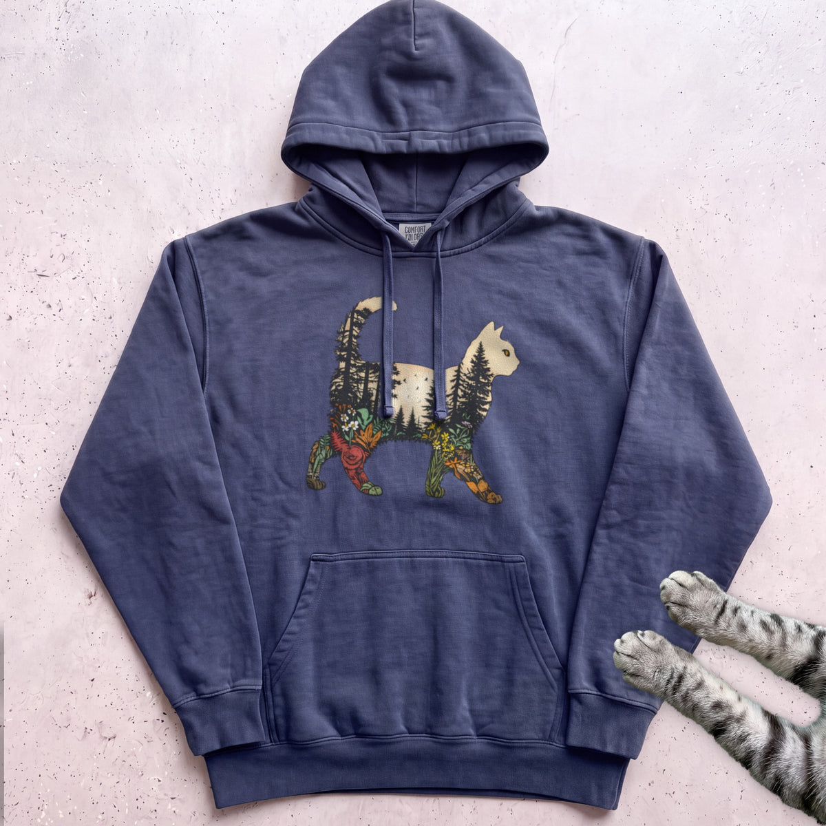 Forest Cat Hoodie - True Navy