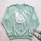 Cat Silhouette Sweatshirt - Light Green