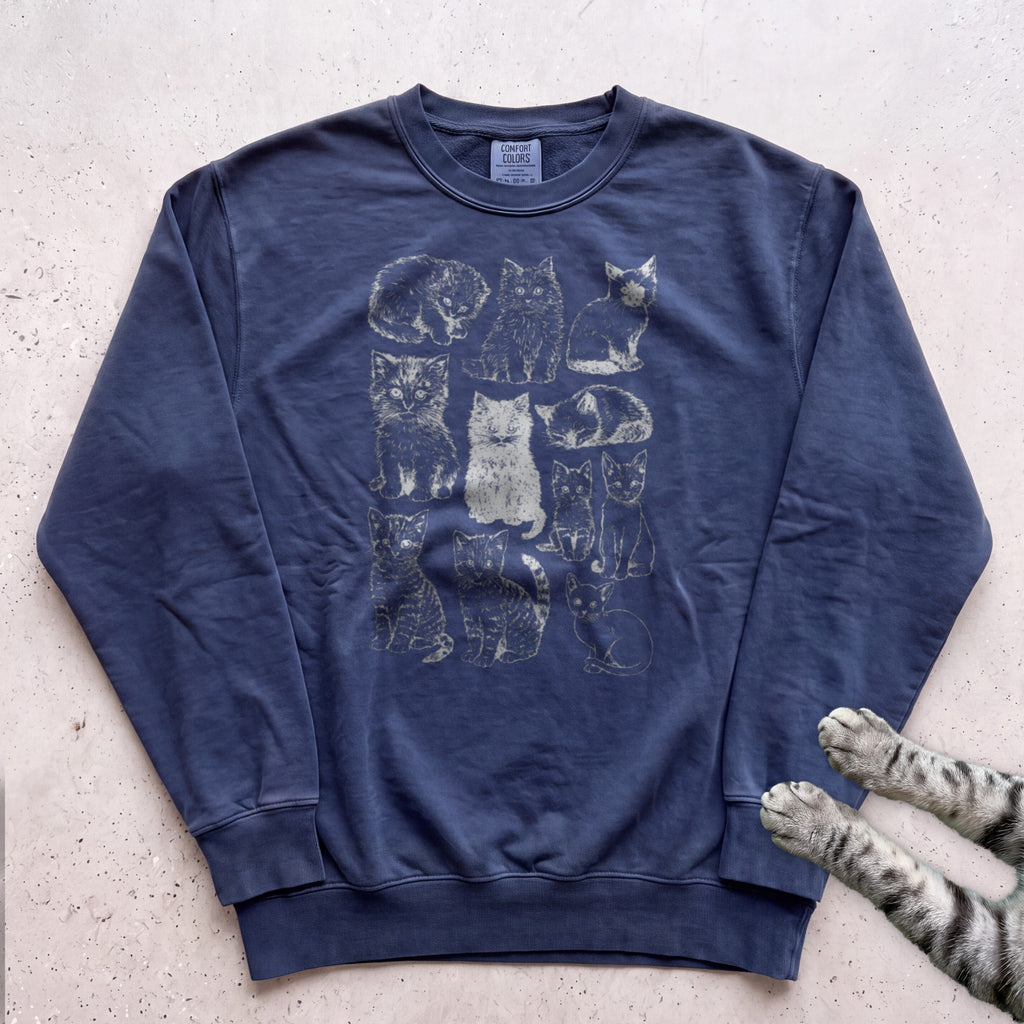 Cat Sketches Sweatshirt - True Navy